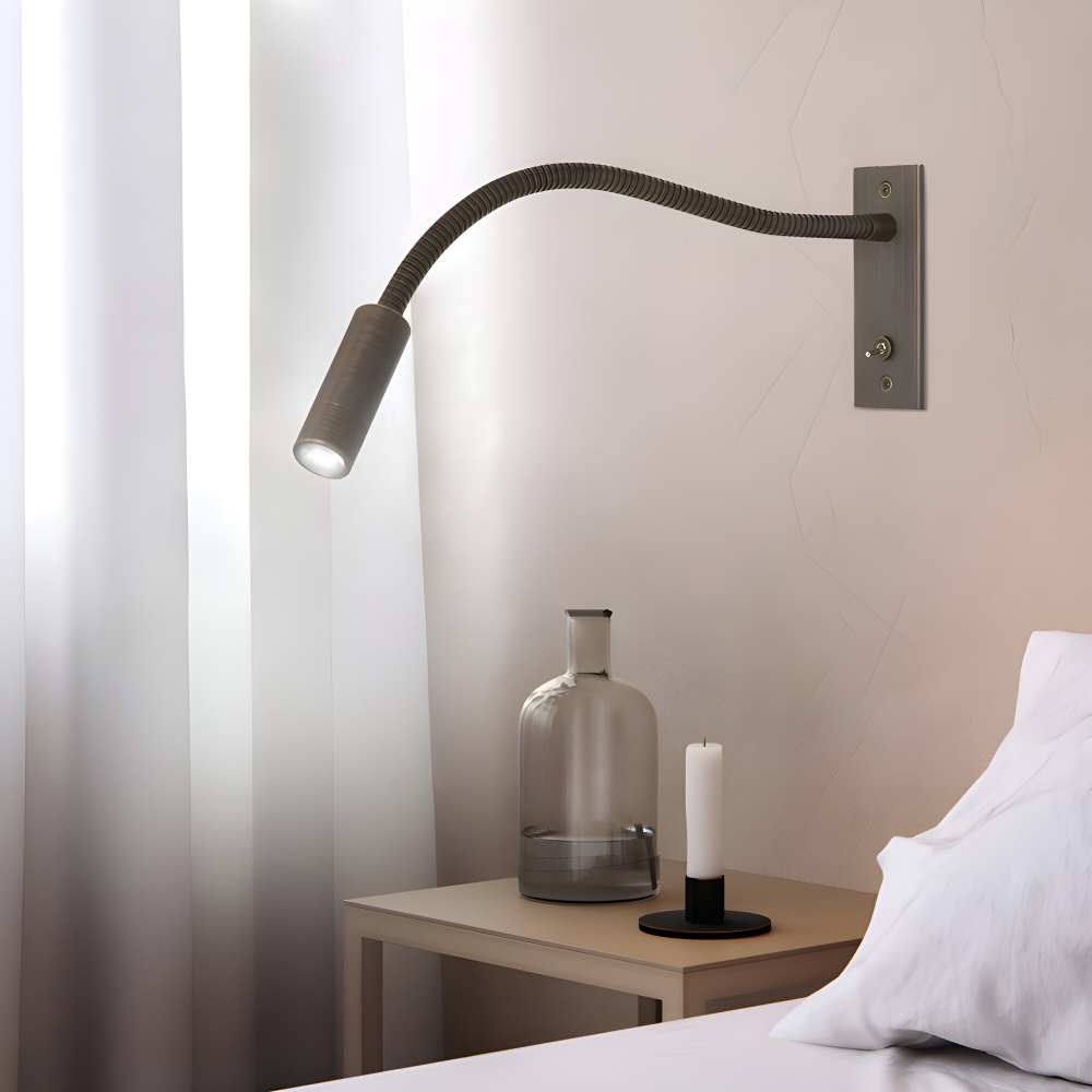 Justerbar Vägglampa med Böjd Arm och Flexibel Hals