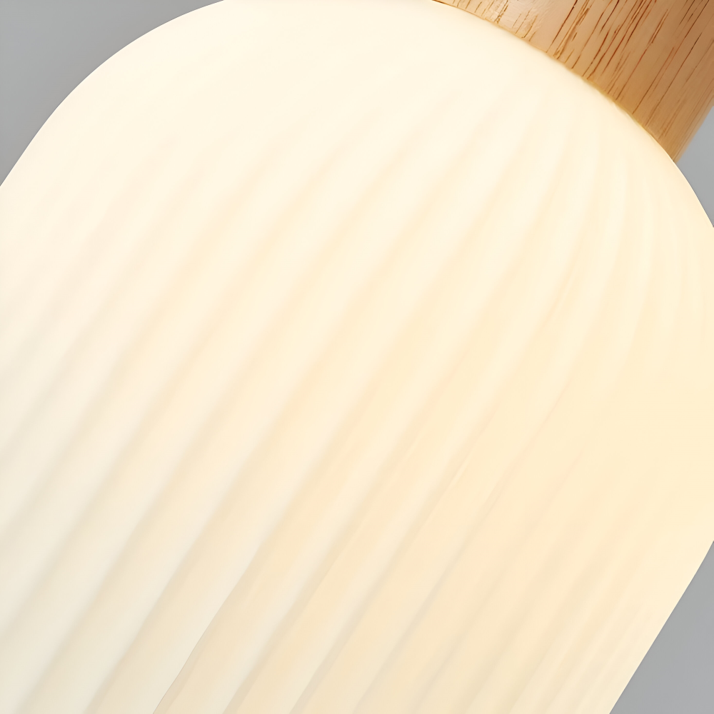 AkariLuxe Pendellampa - Elegant Japansk Mjölkvit Ribbad Glas Hänglampa