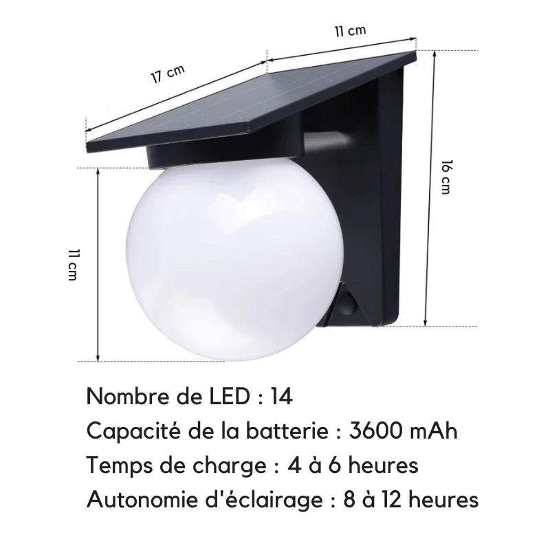Utomhus vägglampa med solpanel och energieffektiv LED