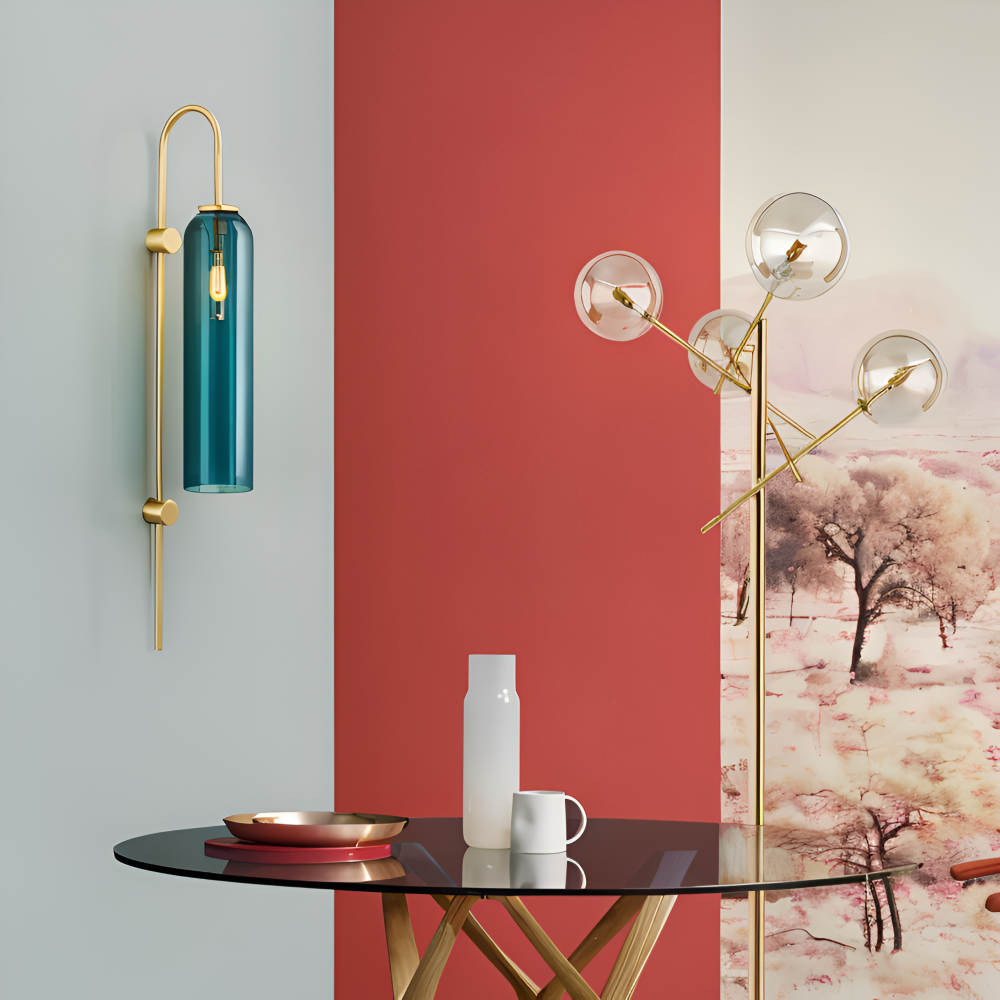 Archy Vägglampa - Blå & Vit Glasrör Vägglampa - Nordisk Vägglampdesign - Dekor Vägglampor LED