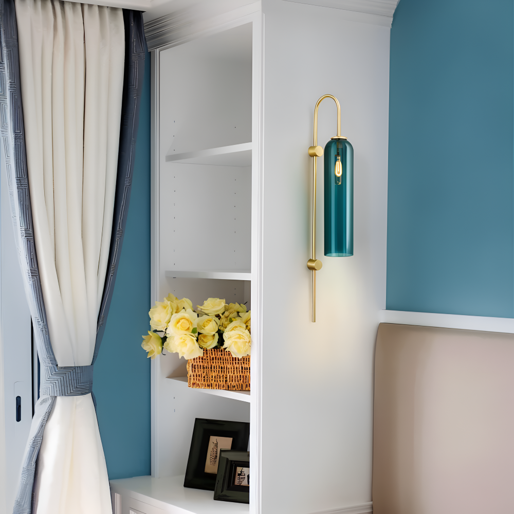 Archy Vägglampa - Blå & Vit Glasrör Vägglampa - Nordisk Vägglampdesign - Dekor Vägglampor LED