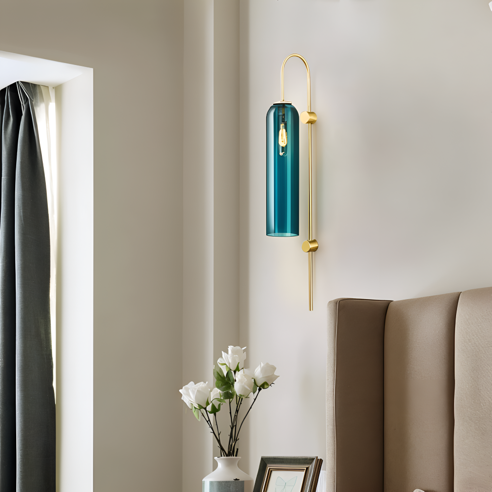 Archy Vägglampa - Blå & Vit Glasrör Vägglampa - Nordisk Vägglampdesign - Dekor Vägglampor LED