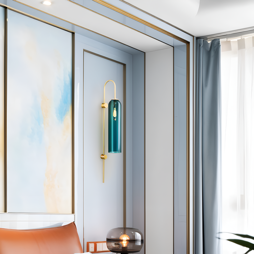 Archy Vägglampa - Blå & Vit Glasrör Vägglampa - Nordisk Vägglampdesign - Dekor Vägglampor LED