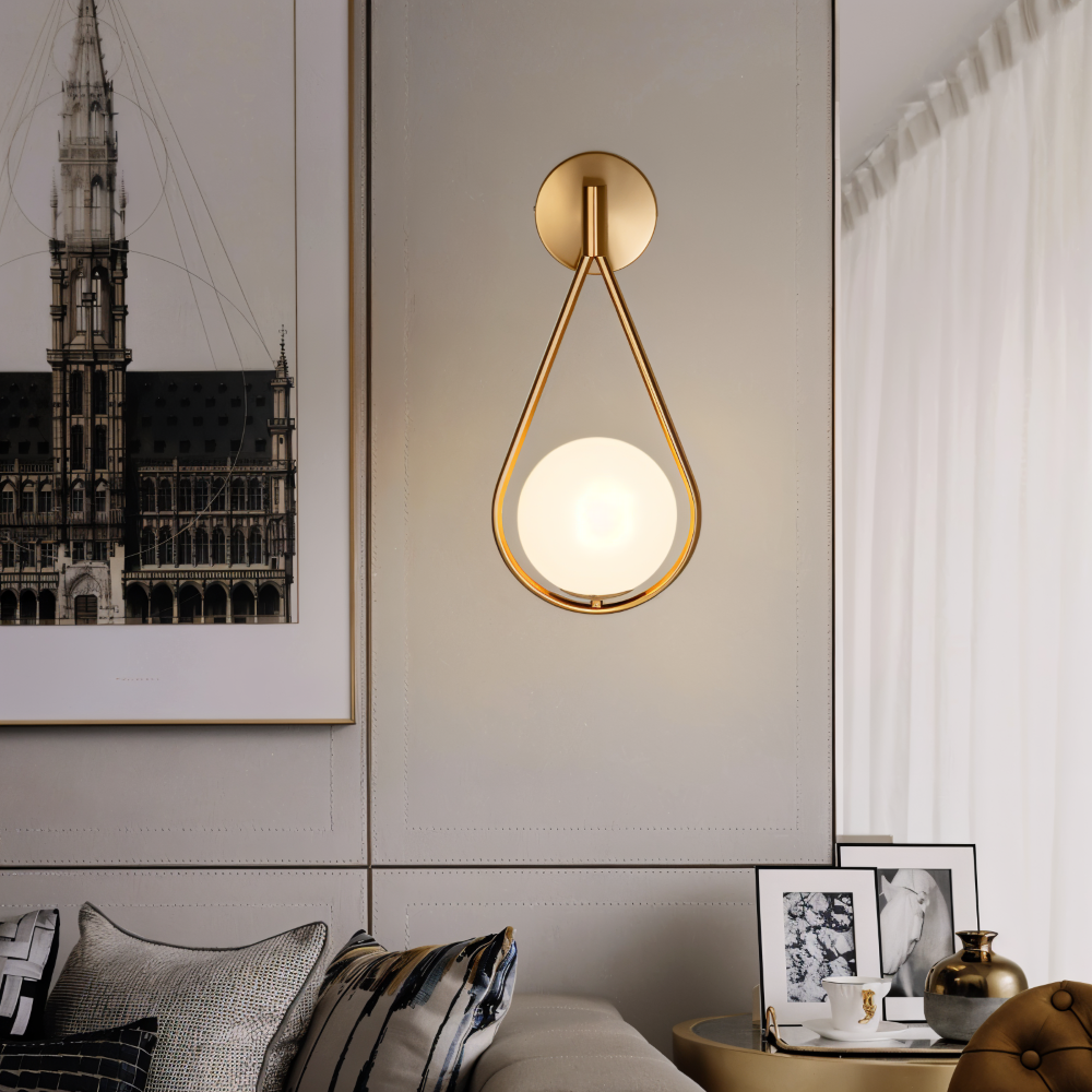 ArtLoop Vägglampa - Droppformad Frostad Glas Vägglampa - Sphere Vägglampa Design - Konstnärliga Vägglampor LED
