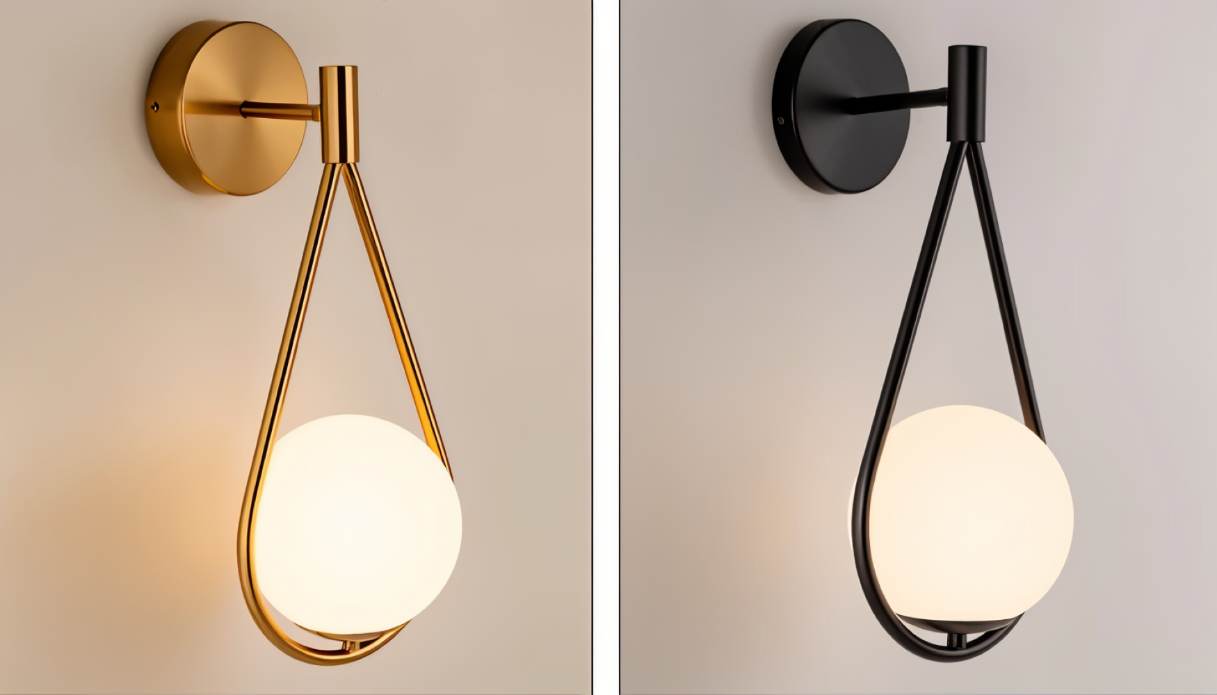 ArtLoop Vägglampa - Droppformad Frostad Glas Vägglampa - Sphere Vägglampa Design - Konstnärliga Vägglampor LED