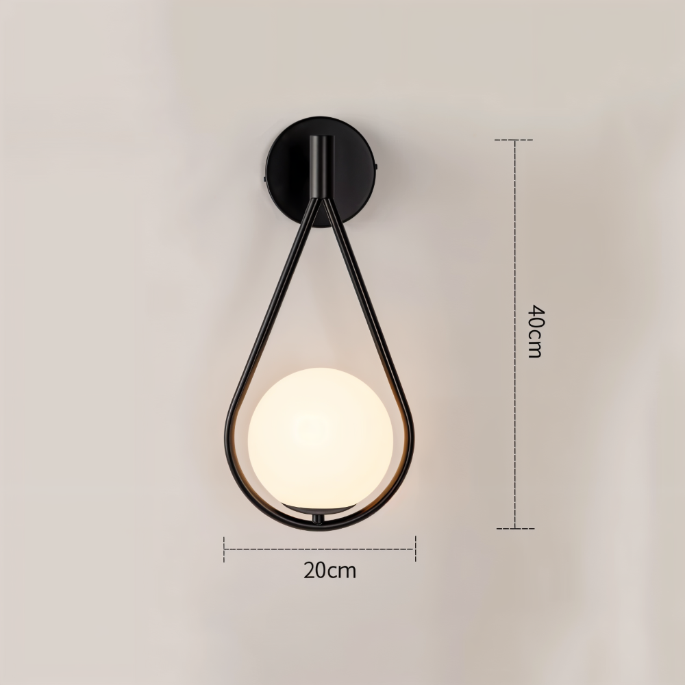 ArtLoop Vägglampa - Droppformad Frostad Glas Vägglampa - Sphere Vägglampa Design - Konstnärliga Vägglampor LED