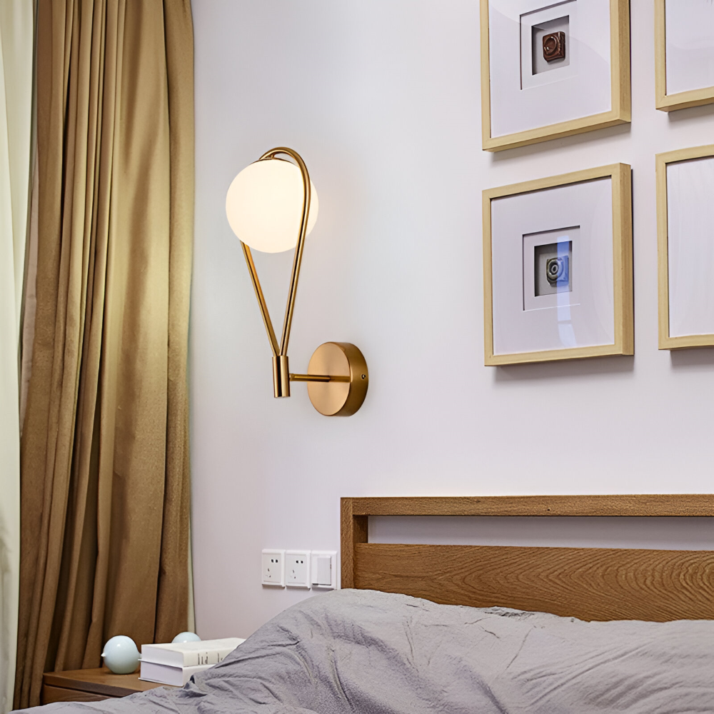 ArtLoop Vägglampa - Droppformad Frostad Glas Vägglampa - Sphere Vägglampa Design - Konstnärliga Vägglampor LED