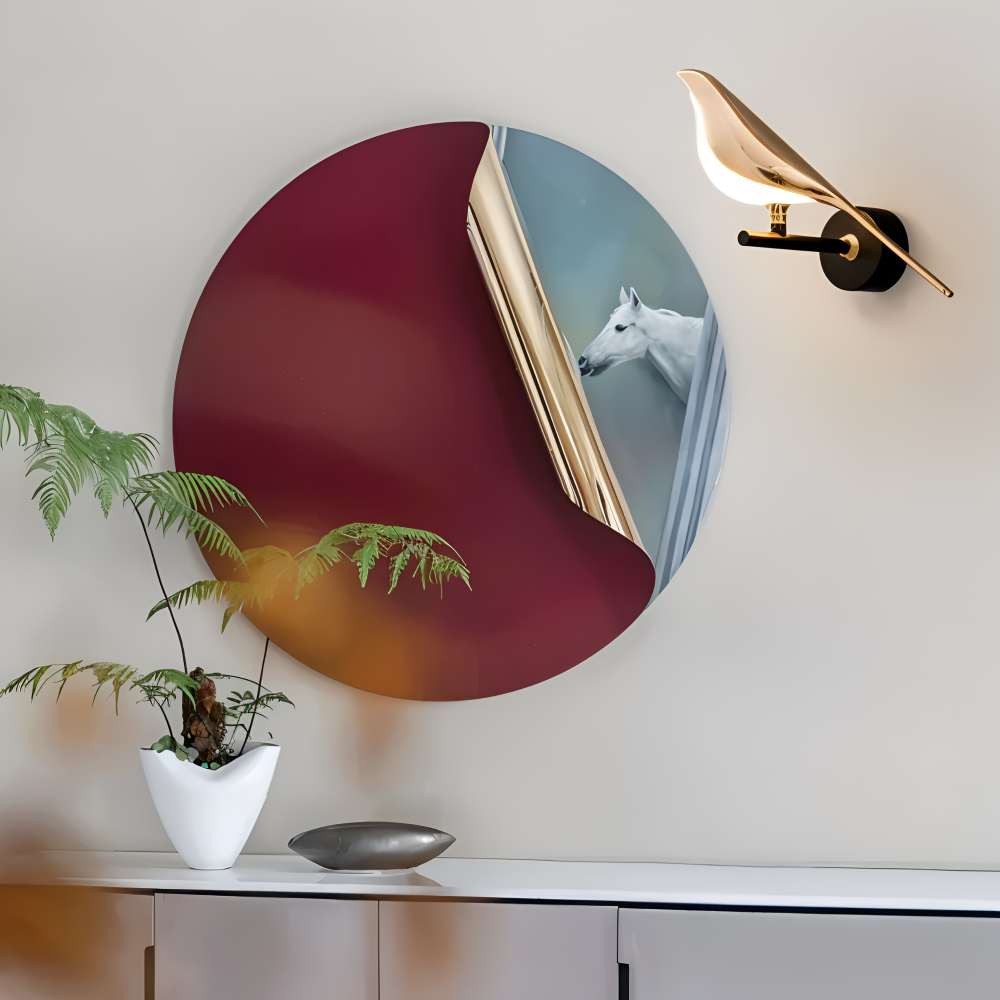 Aves Glow - Guld Fågel Roterande Vägglampa - Dekorativ Vägglampa LED