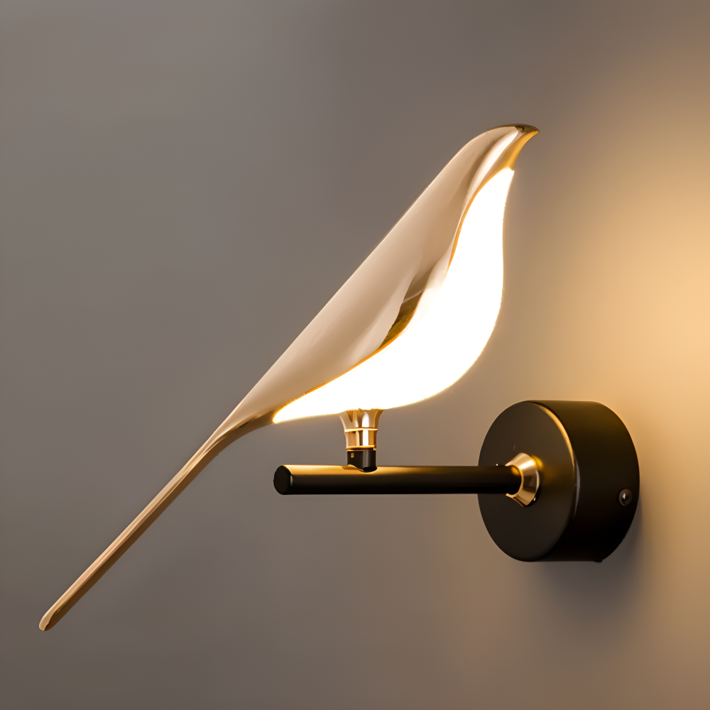 Aves Glow - Guld Fågel Roterande Vägglampa - Dekorativ Vägglampa LED