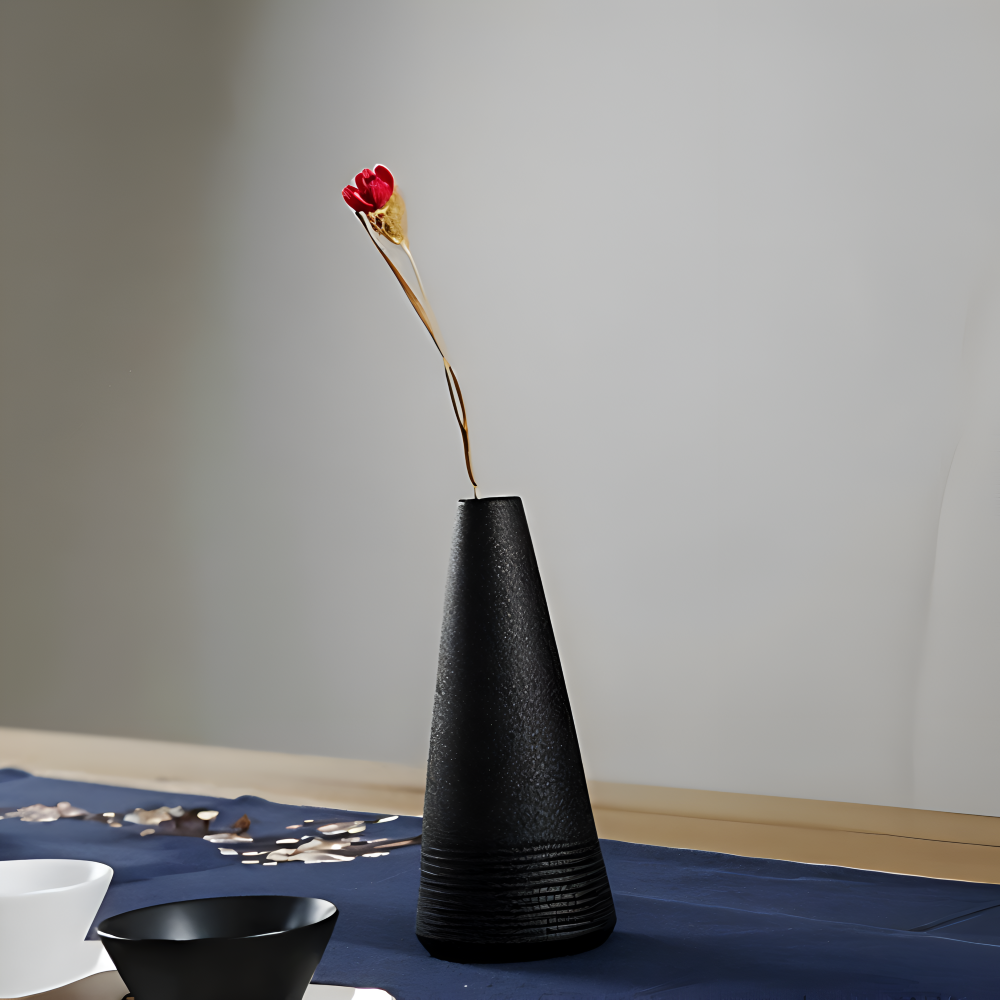 BlackCraft Vas - Estetiskt Texturerade Keramikvaser för Blommor