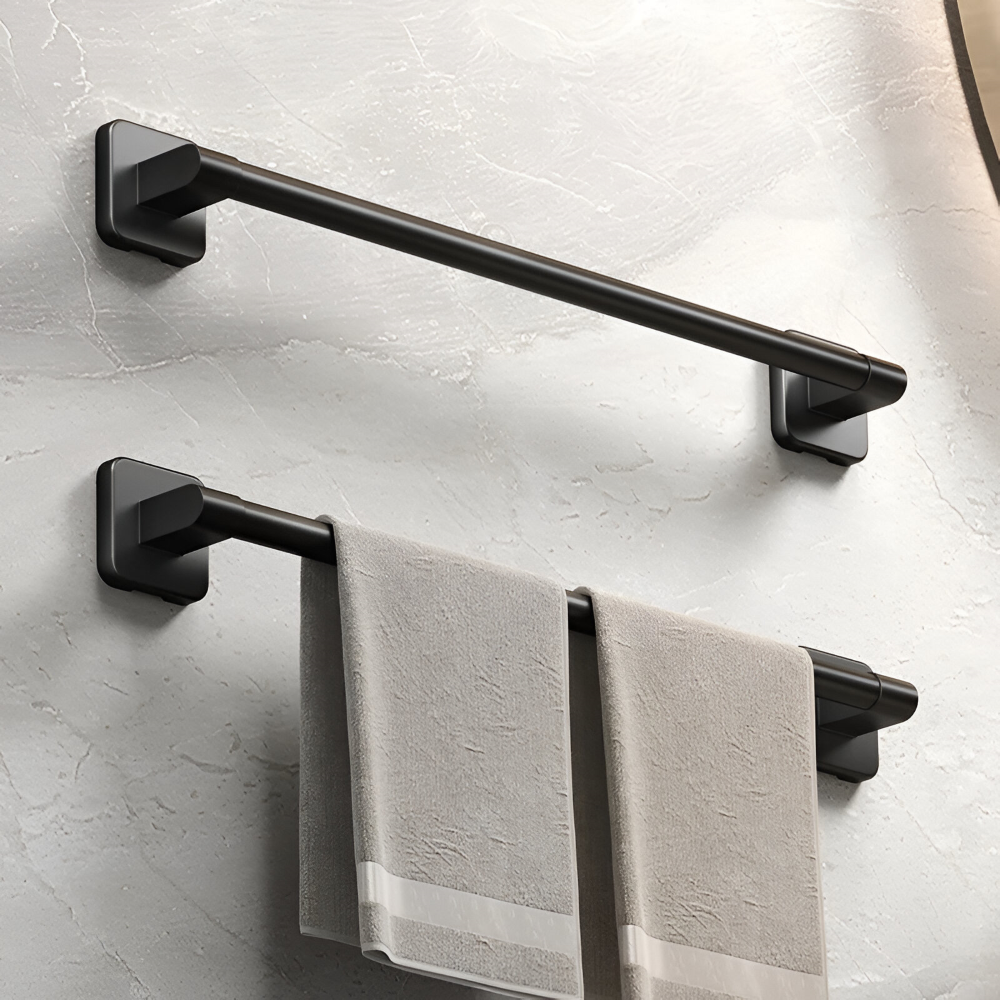 Svart Handdukshållare - Självhäftande Aluminium Handdukstång - 30/40/50cm