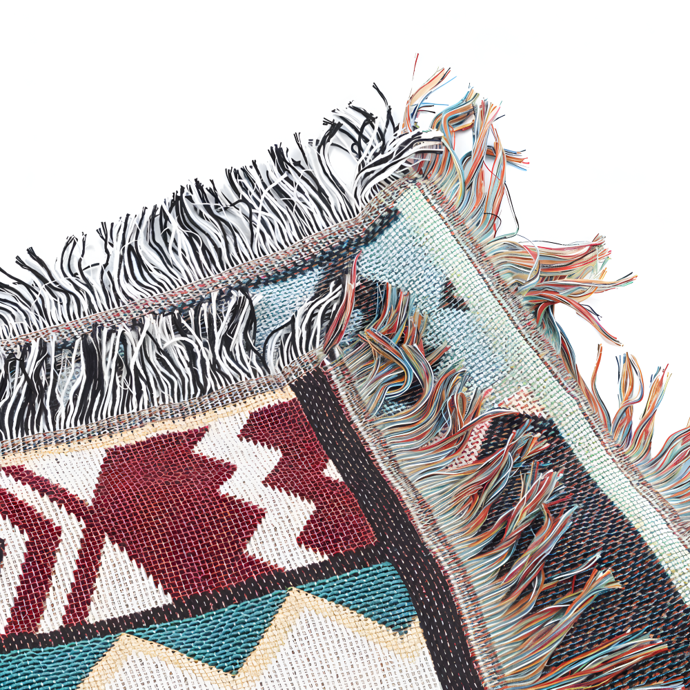 BohoFab Pläd - Lyxig Boho Filt - Geometrisk Etnisk Fransen Tapestry Pläd