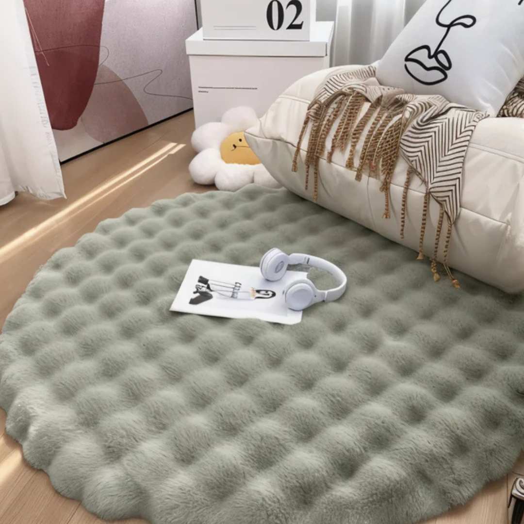 Rund Matta I Fleece Halkskyddande 80 x 80 cm
