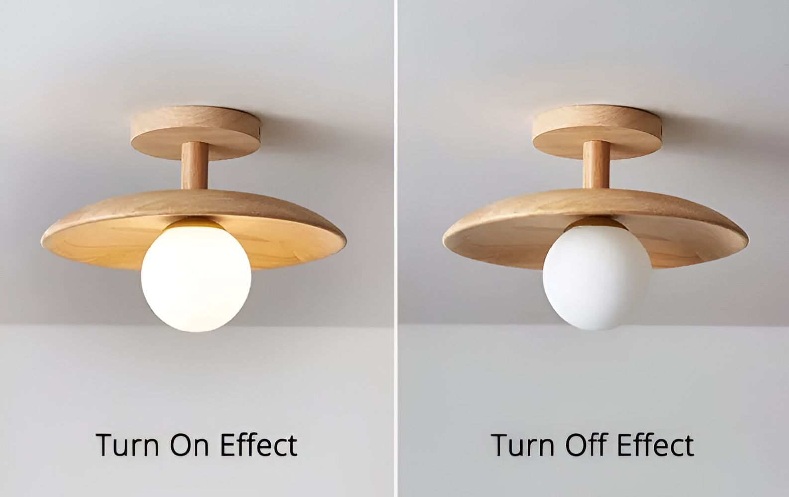 CentraOrb Trä Taklampa - Halvinfälld Lampa med Inbyggd LED Belysning