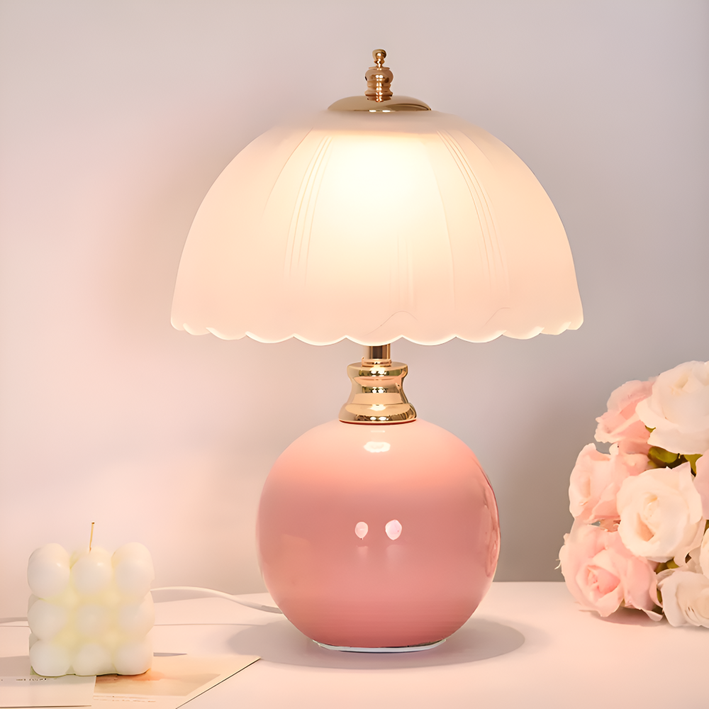 Keramisk Kuppel Bordslampa - Stilren Nattduksbordslampa för Moderna Sovrum