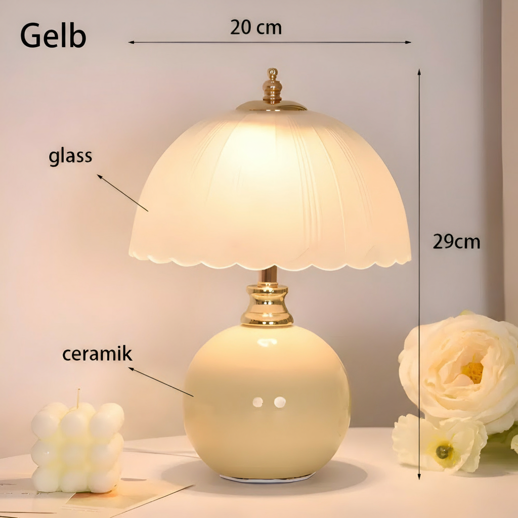 Keramisk Kuppel Bordslampa - Stilren Nattduksbordslampa för Moderna Sovrum