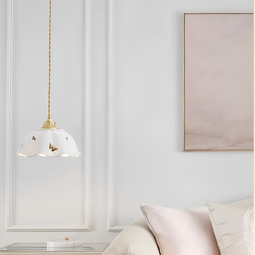 ChicBliss Taklampa - Charmig Fjäril Keramik LED Hänglampa