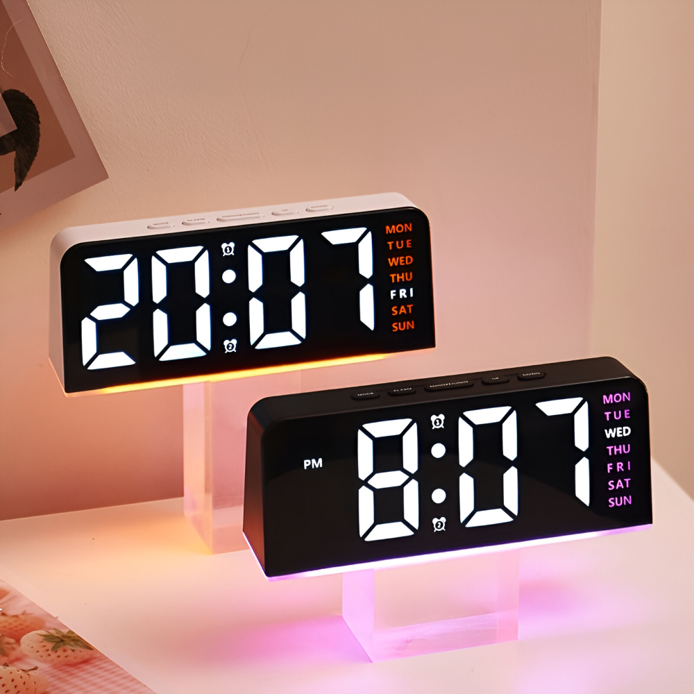 Schicker Silent LED Väckarklocka med Ljus - Minimalistisk Digital Väckarklocka för Hemmet, Kontoret, Sovrummet