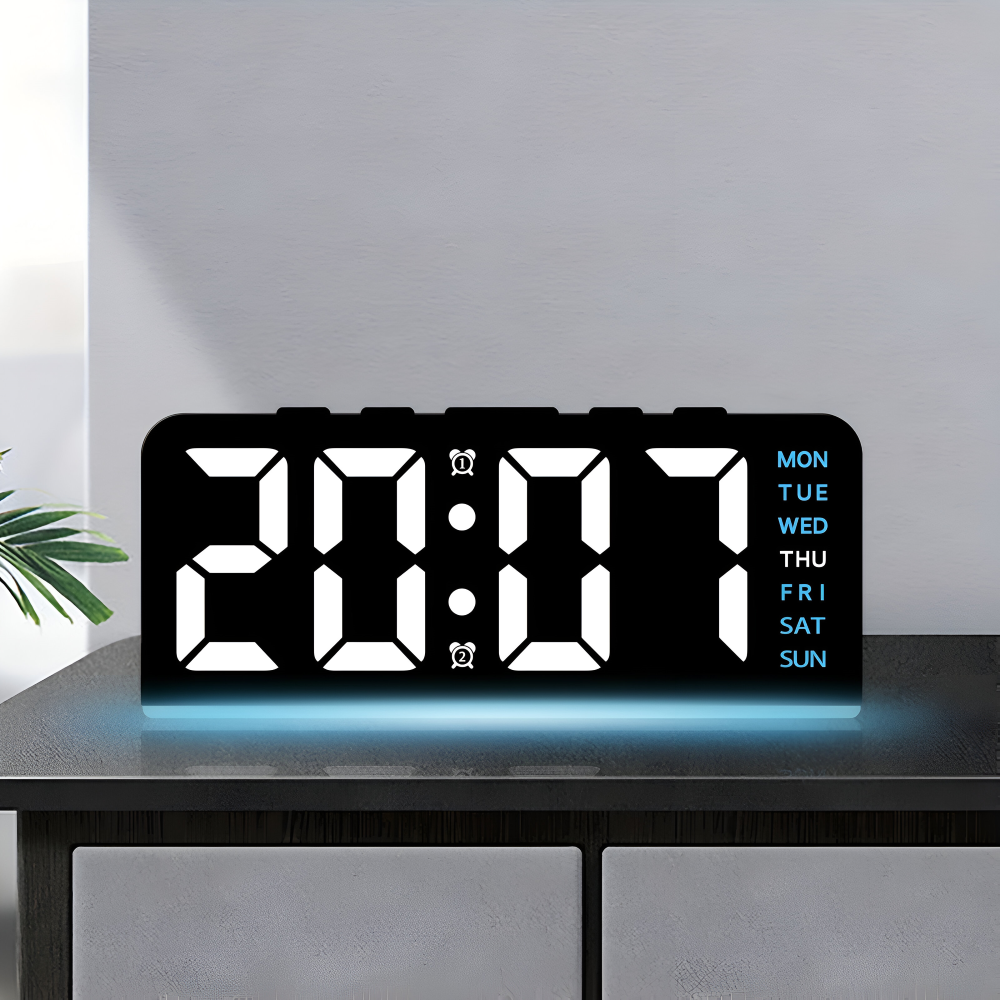 Schicker Silent LED Väckarklocka med Ljus - Minimalistisk Digital Väckarklocka för Hemmet, Kontoret, Sovrummet