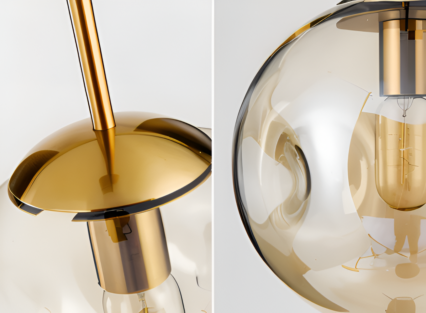 ChroDent Pendellampa - Rund Champagne Grå Glas LED Pendellampa - Vintage Wabi Sabi Belysning
