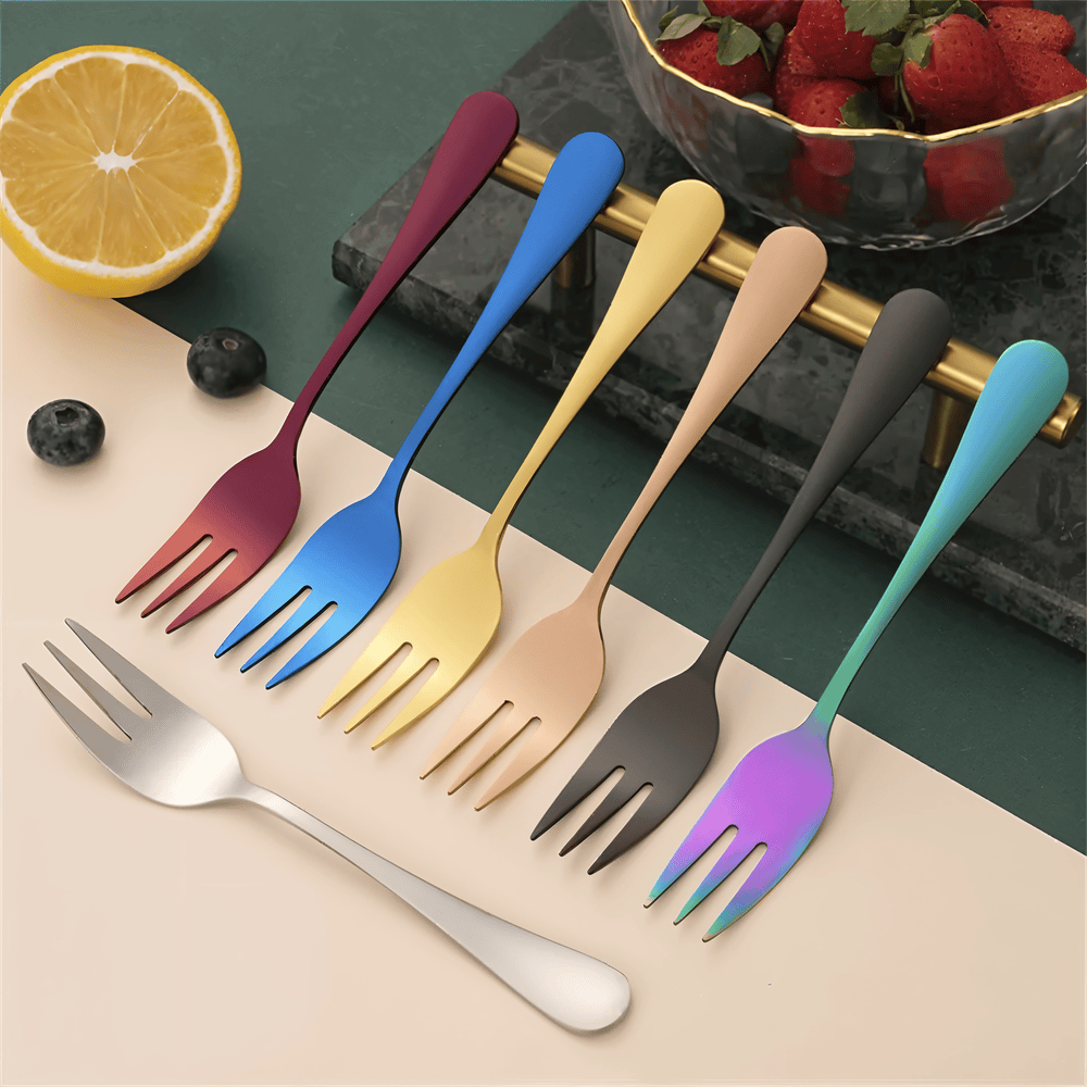 ChromaForks- 4/6-Delars Dessertgaffelsatser- Salladsgafflar- Gafflar i Rostfritt Stål