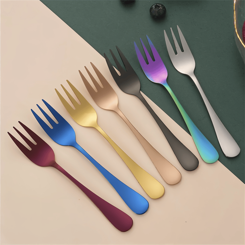 ChromaForks- 4/6-Delars Dessertgaffelsatser- Salladsgafflar- Gafflar i Rostfritt Stål