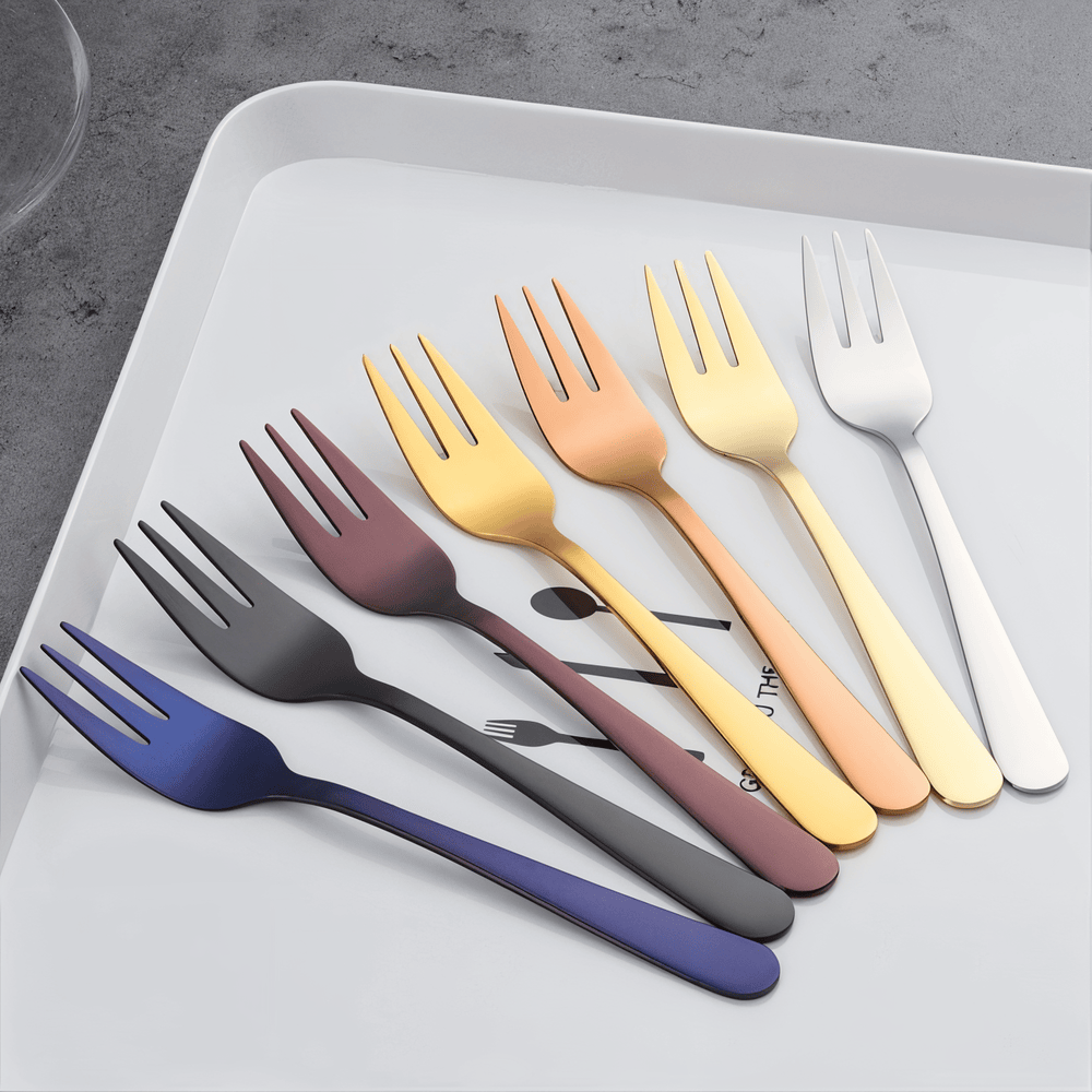 ChromaForks- 4/6-Delars Dessertgaffelsatser- Salladsgafflar- Gafflar i Rostfritt Stål