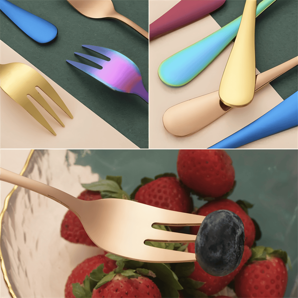 ChromaForks- 4/6-Delars Dessertgaffelsatser- Salladsgafflar- Gafflar i Rostfritt Stål