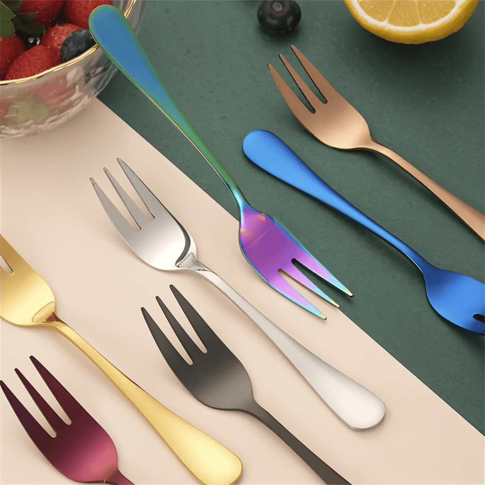 ChromaForks- 4/6-Delars Dessertgaffelsatser- Salladsgafflar- Gafflar i Rostfritt Stål