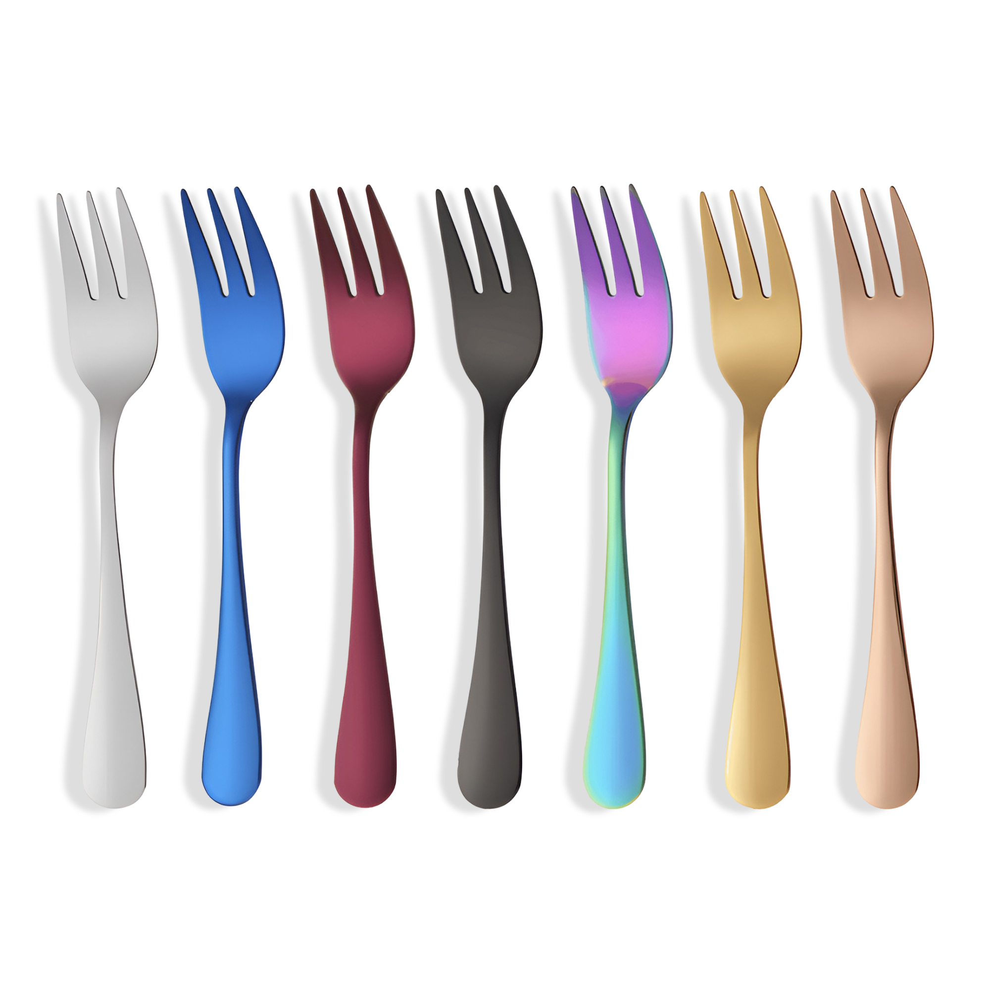 ChromaForks- 4/6-Delars Dessertgaffelsatser- Salladsgafflar- Gafflar i Rostfritt Stål