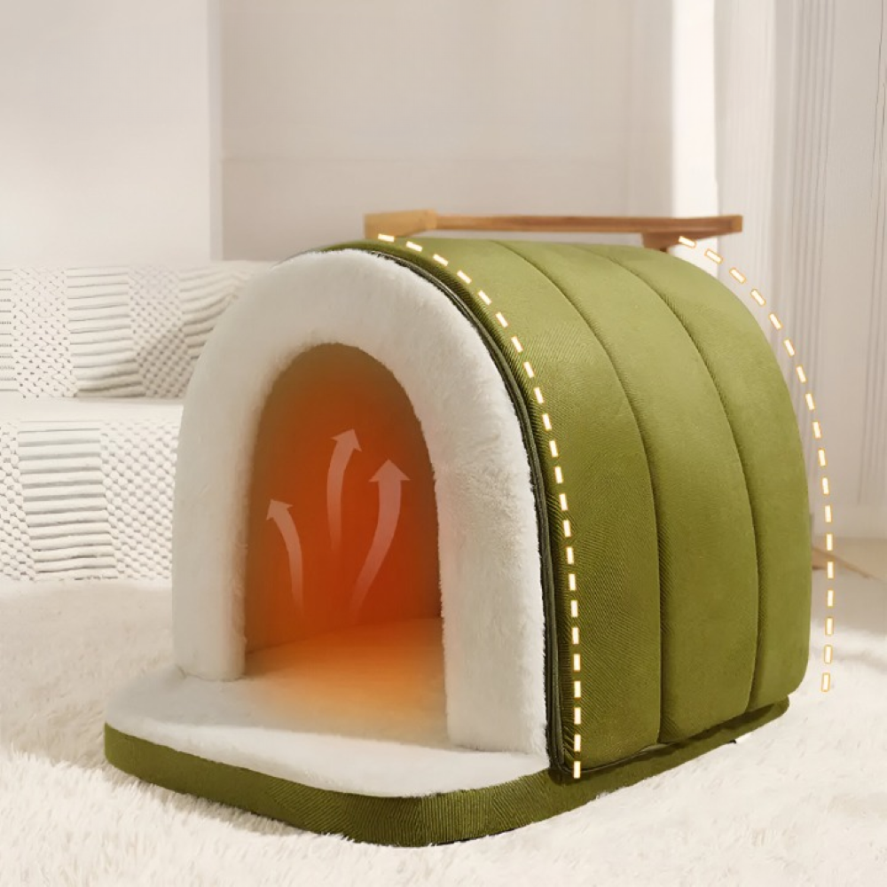 2-i-1 Hundbädd & Hundgrotta i Plysch – Ortopedisk, Antistress, Tvättbar