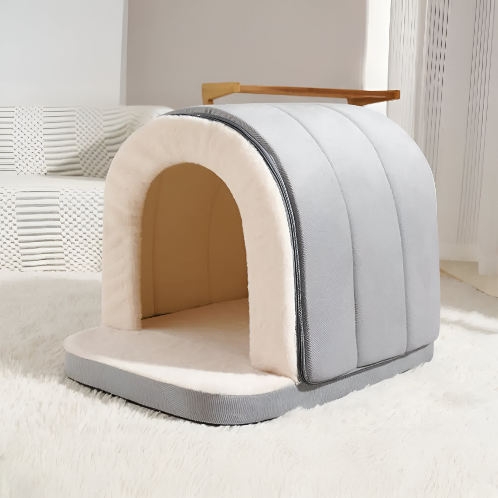 2-i-1 Hundbädd & Hundgrotta i Plysch – Ortopedisk, Antistress, Tvättbar