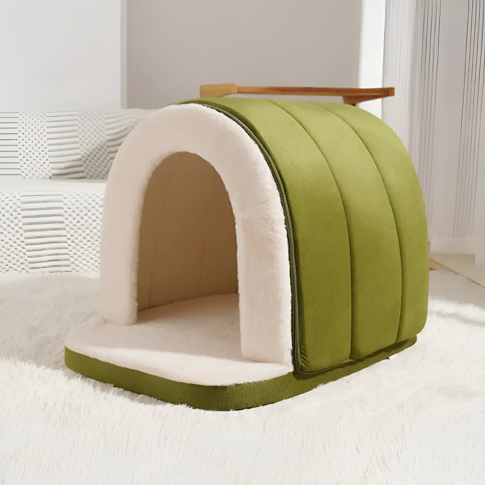 2-i-1 Hundbädd & Hundgrotta i Plysch – Ortopedisk, Antistress, Tvättbar