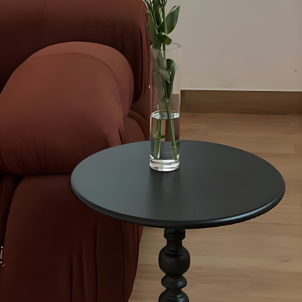 Klassisk Rund Baluster-Stil Sidobord - Idealisk Kompakt Mini-Bord för Små Utrymmen
