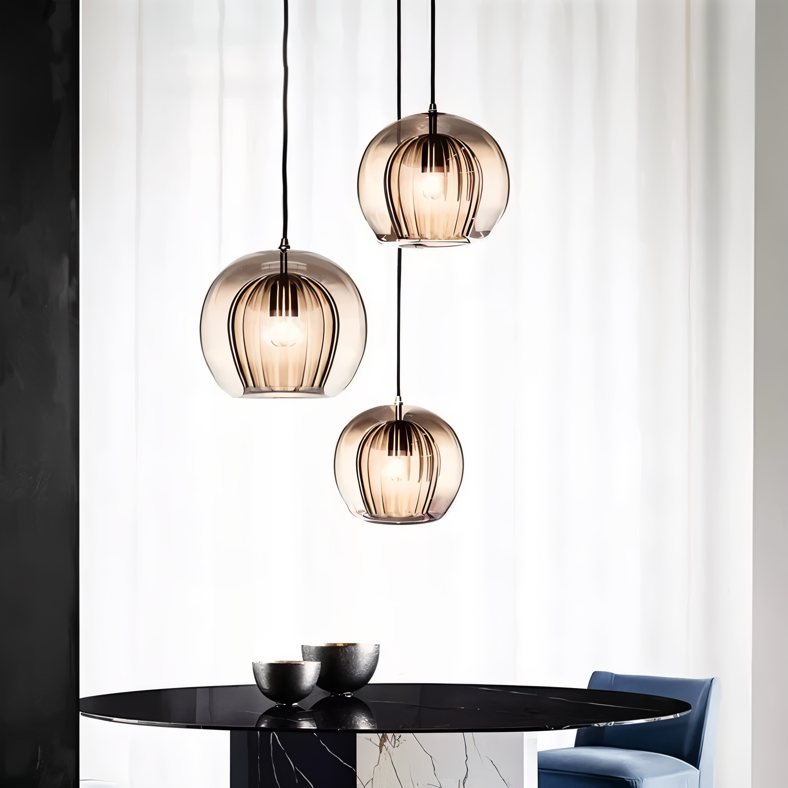 ClearLuxe Glas Pendellampa - Vintage Hänglampor Vardagsrum - Klotformad Lampa
