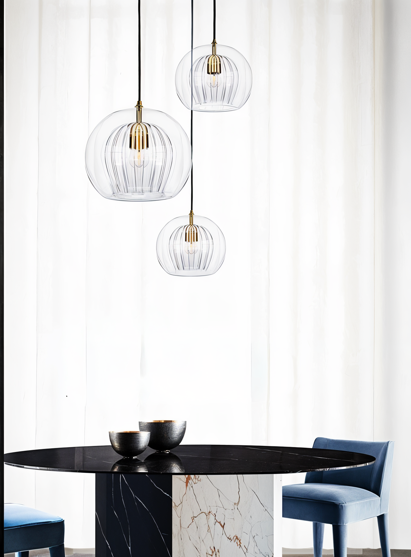 ClearLuxe Glas Pendellampa - Vintage Hänglampor Vardagsrum - Klotformad Lampa