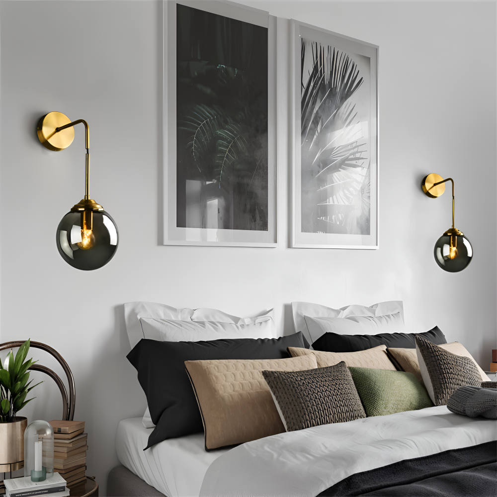 ClearOrb Vägglampa - Glas Vägglampa - Metall Vägglampa Design - Retro Industri Vägglampor LED
