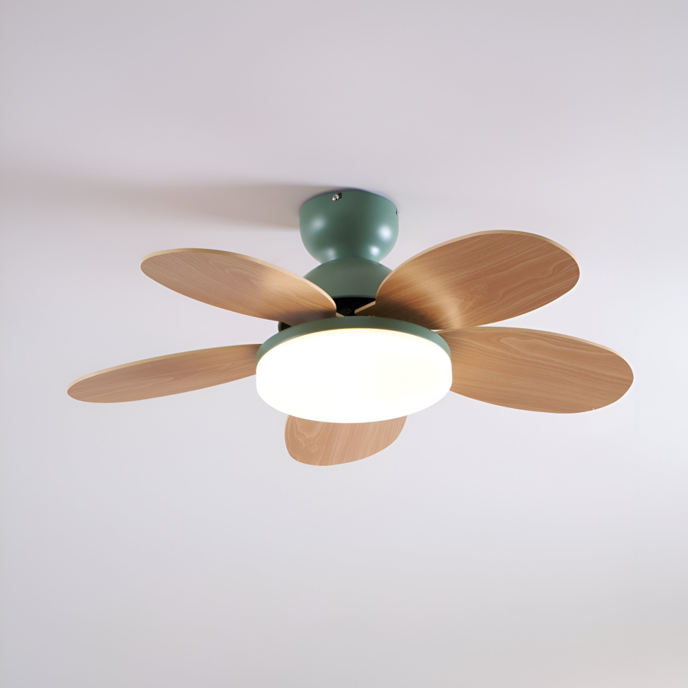 Färgglad Blomblad Design Takfläkt med Inbyggd LED-Belysning
