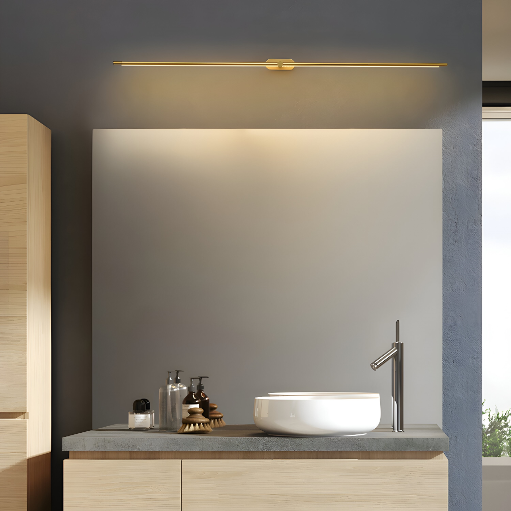 Trådlös uppladdningsbar LED-vägglampa – svart/guld – modern, smal design i tre längder