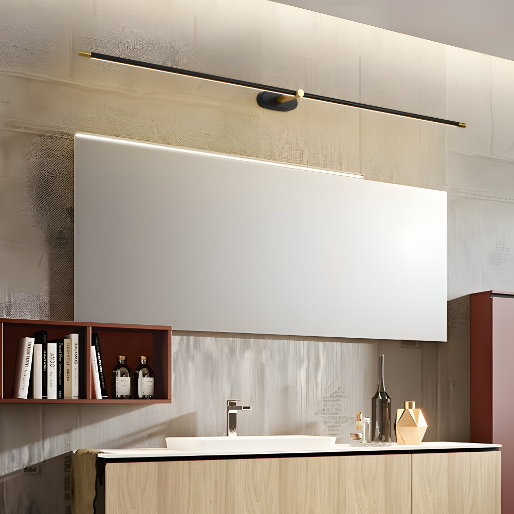 Trådlös uppladdningsbar LED-vägglampa – svart/guld – modern, smal design i tre längder