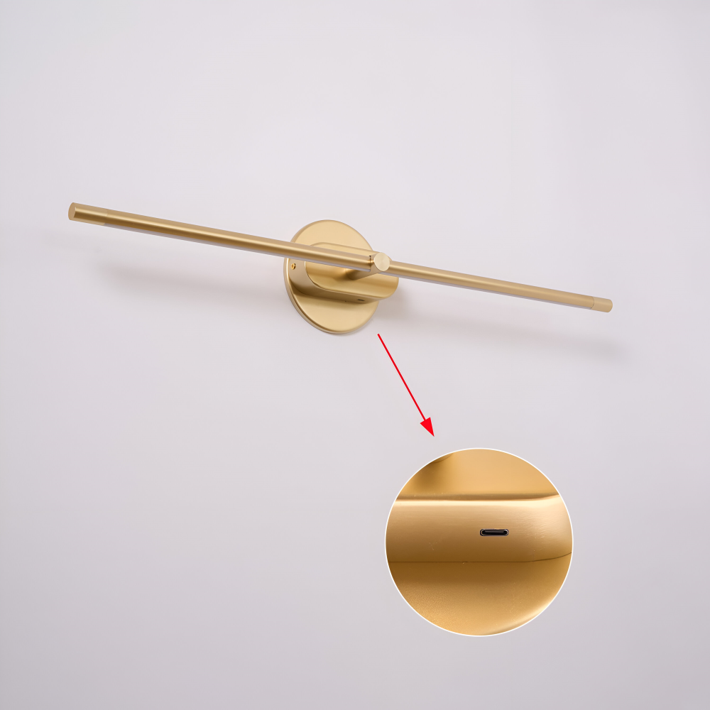 Trådlös uppladdningsbar LED-vägglampa – svart/guld – modern, smal design i tre längder