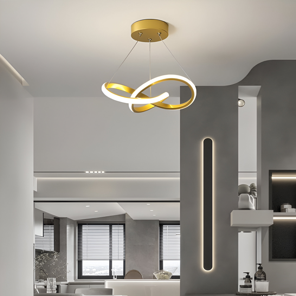 LED Taklampa – Spiral Design, Tricolor, Dimbar, Modern Stil, 30 cm, Guld/Vit