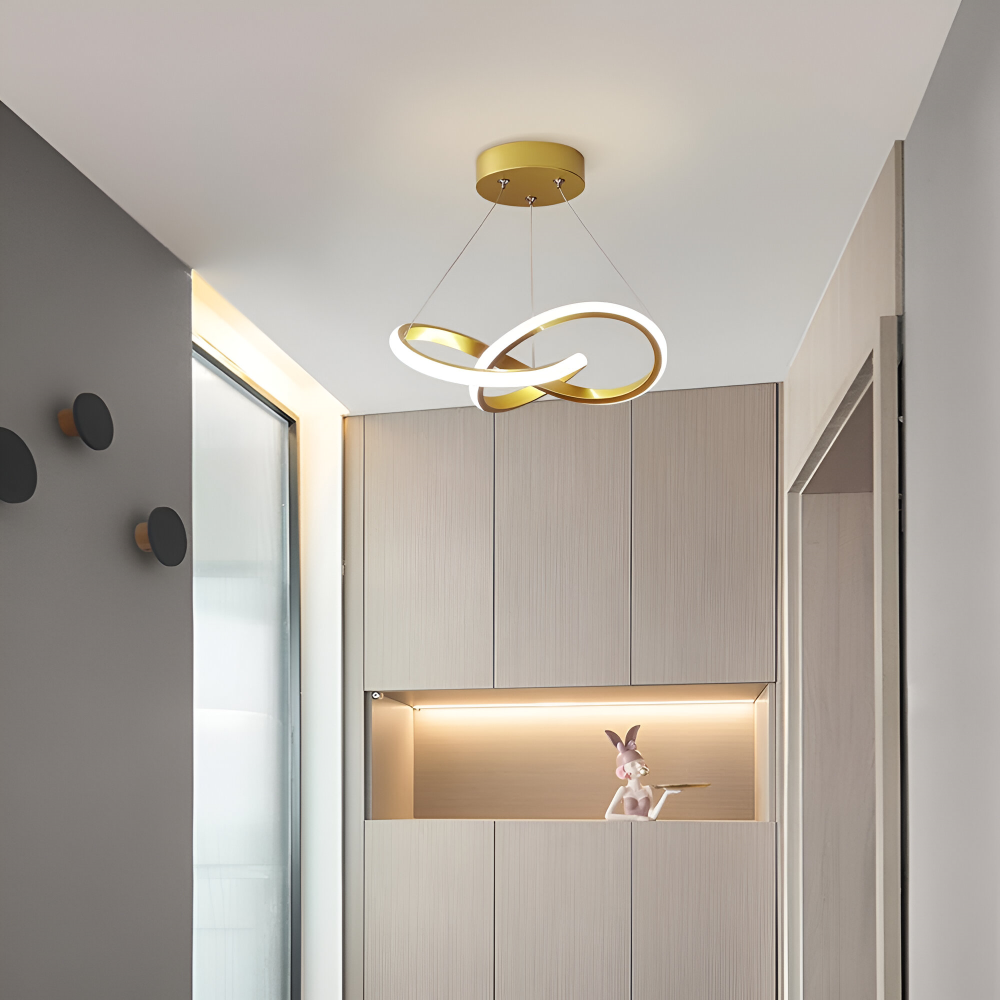 LED Taklampa – Spiral Design, Tricolor, Dimbar, Modern Stil, 30 cm, Guld/Vit