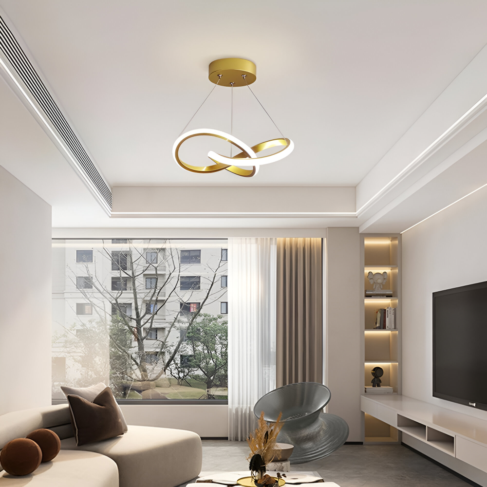 LED Taklampa – Spiral Design, Tricolor, Dimbar, Modern Stil, 30 cm, Guld/Vit