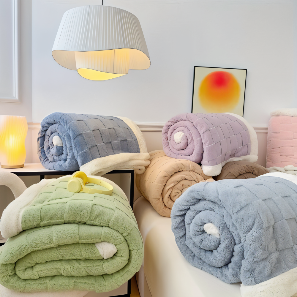 CozyCheck Pläd - Vändbar, Tjock Isolerad Fleecefilt för Vintern
