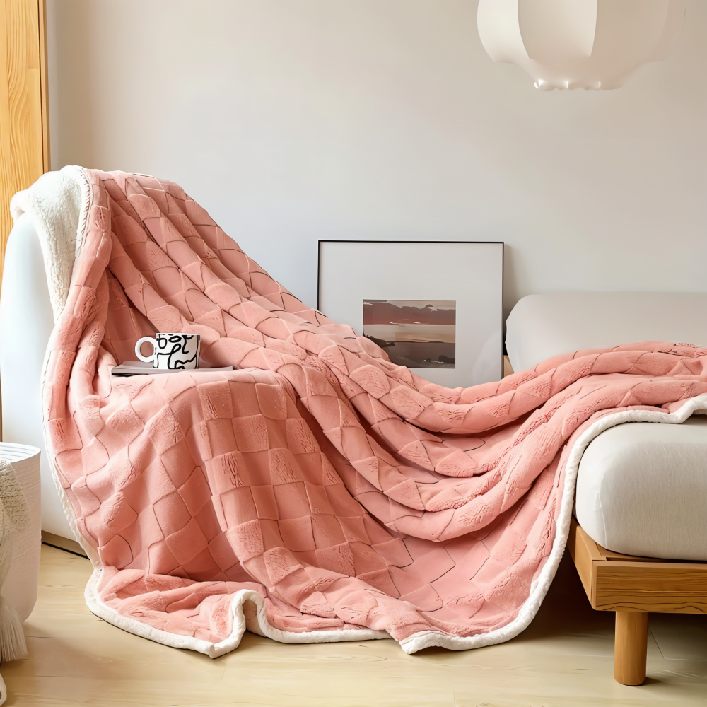 CozyCheck Pläd - Vändbar, Tjock Isolerad Fleecefilt för Vintern