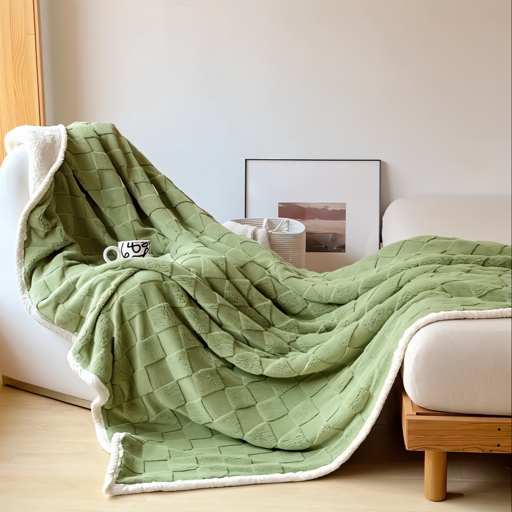 CozyCheck Pläd - Vändbar, Tjock Isolerad Fleecefilt för Vintern