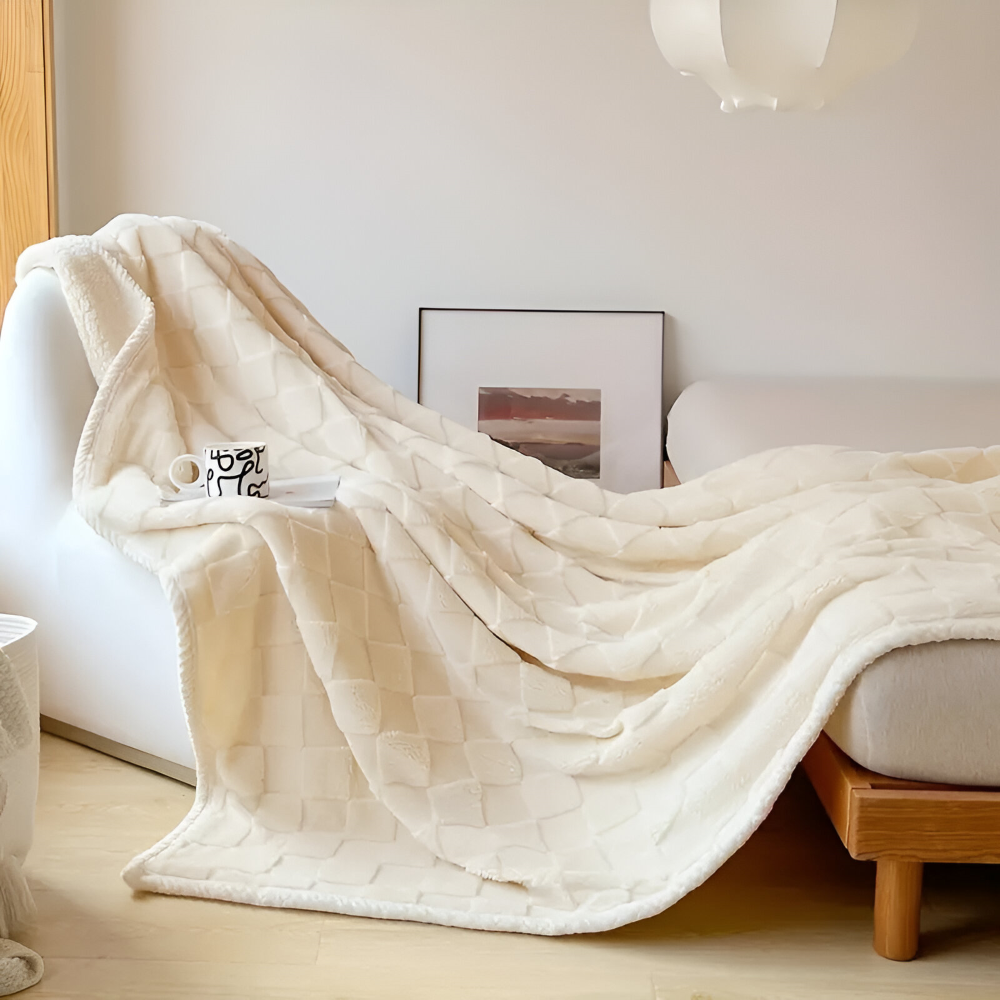 CozyCheck Pläd - Vändbar, Tjock Isolerad Fleecefilt för Vintern