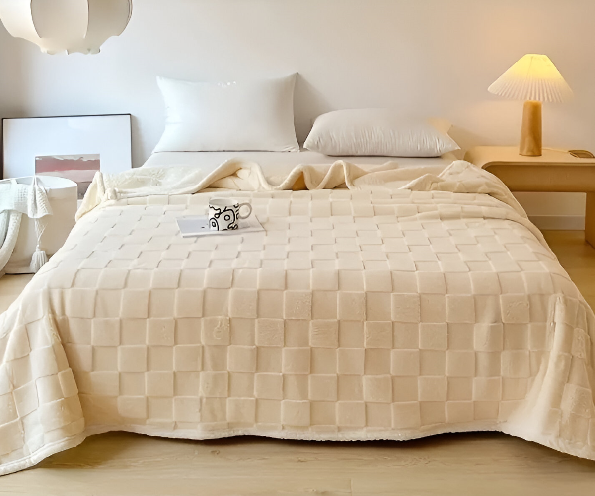 CozyCheck Pläd - Vändbar, Tjock Isolerad Fleecefilt för Vintern