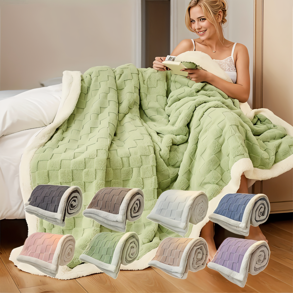 CozyCheck Pläd - Vändbar, Tjock Isolerad Fleecefilt för Vintern